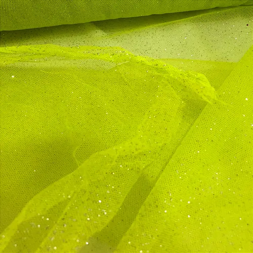 Tule Glitter - Verde Limão - 1,47m de Largura