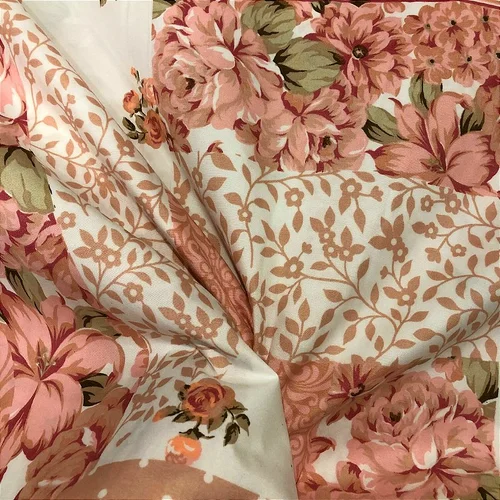 Percal 300 Fios Estampado Poliéster - Patchwork Floral Rose- 2,50m de Largura