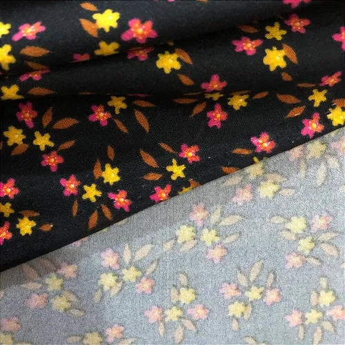 Malha Suede Pijama - Floral Fundo Preto - 1,60m de Largura
