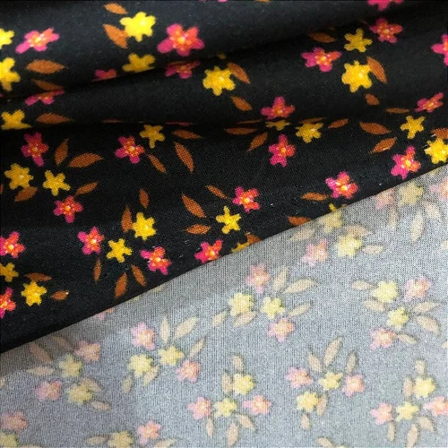 Malha Suede Pijama - Floral Fundo Preto - 1,60m de Largura
