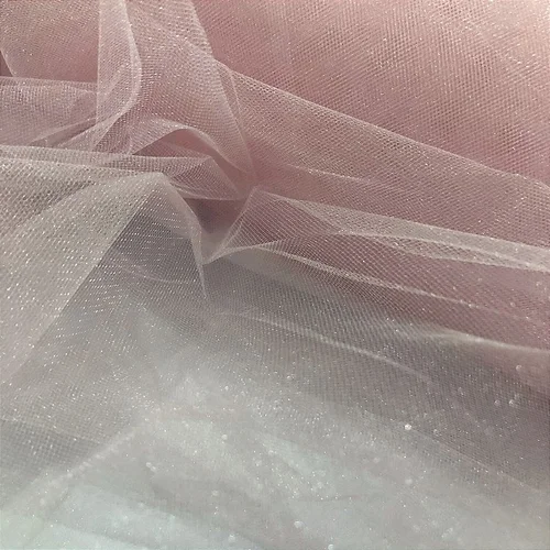 Tecido Tule com Brilho - Rosa Claro - 3,20m de Largura