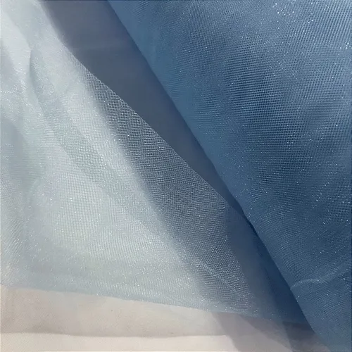 Tecido Tule com Brilho - Azul Claro - 3,20m de Largura