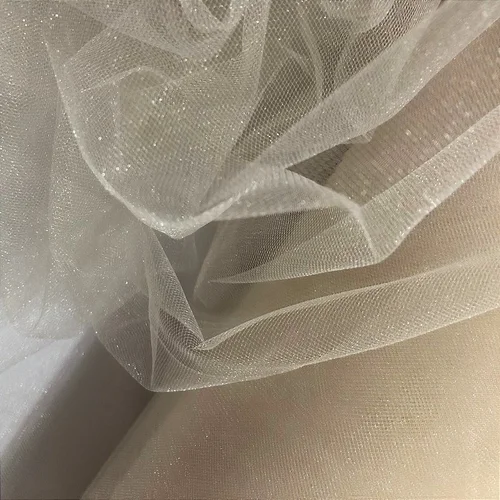 Tecido Tule com Brilho - Pérola - 3,20m de Largura
