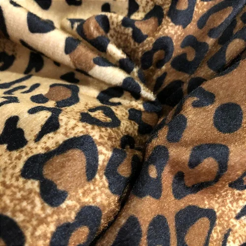 Tecido Velboa Pelúcia Estampado - Onça Bege - 1,50m de Largura