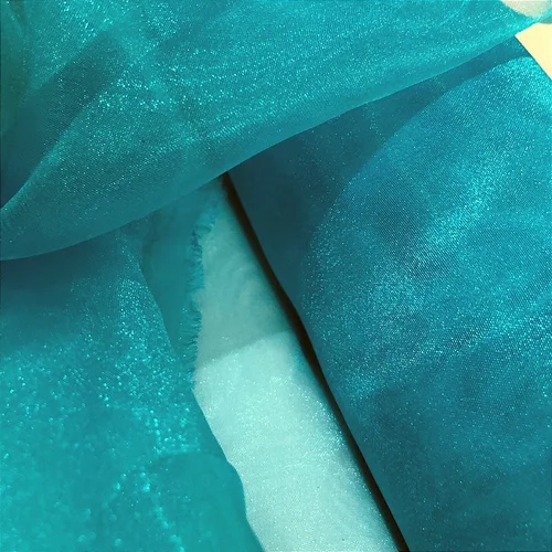 Organza Cristal -  Azul Turquesa Claro - 1,50m de Largura