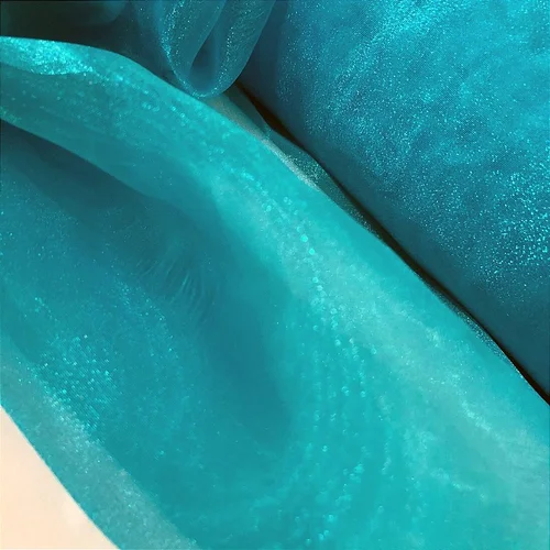Organza Cristal -  Azul Turquesa Claro - 1,50m de Largura