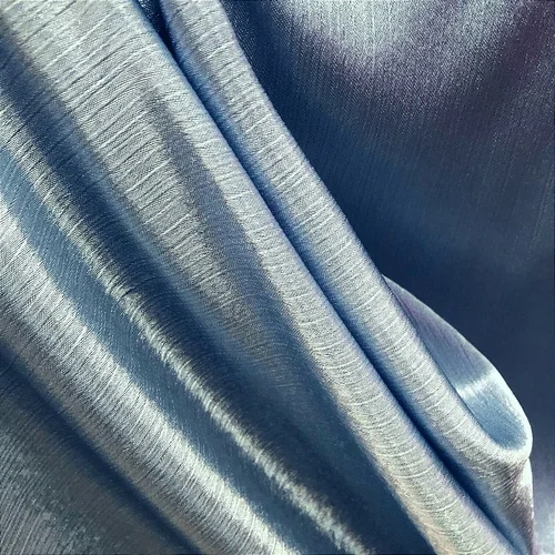 Crepe Yuri Acetinado Texturizado - Azul Claro - 1,50m de Largura