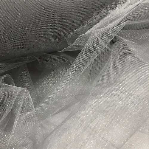 Tecido Tule com Brilho - Cinza - 3,20m de Largura