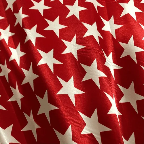 Cetim Estampado - Estrelas Grande Fundo Vermelho