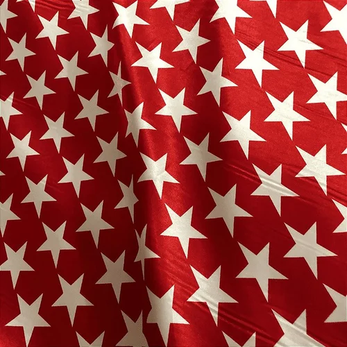 Cetim Estampado - Estrelas Grande Fundo Vermelho