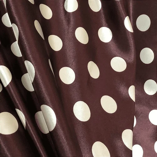 Cetim Estampado - Poá Médio Bolinha Bege Fundo Marrom