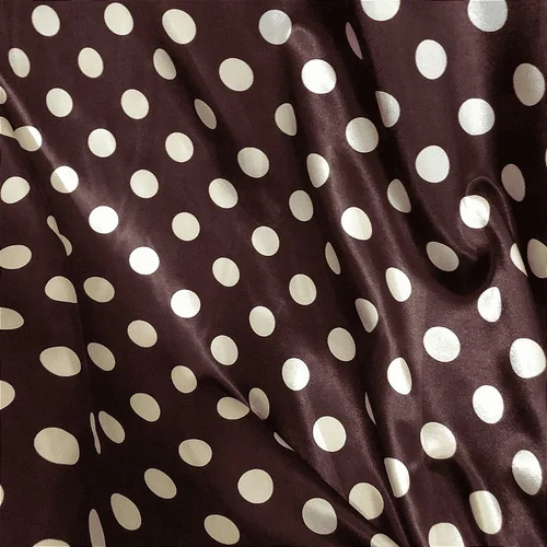 Cetim Estampado - Poá Médio Bolinha Bege Fundo Marrom