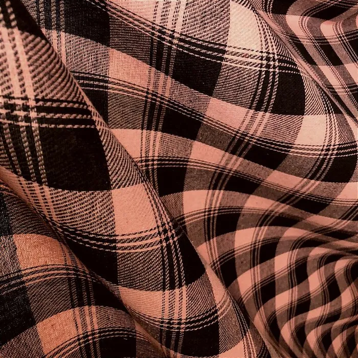 Flanela Xadrez Cachá - Rosa Claro e Preto