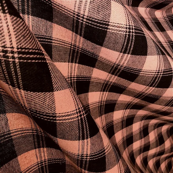 Flanela Xadrez Cachá - Rosa Claro e Preto