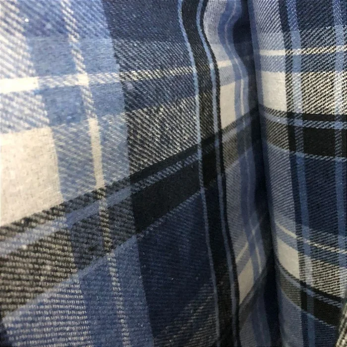 Flanela Xadrez Cachá - Azul, Branco e Preto