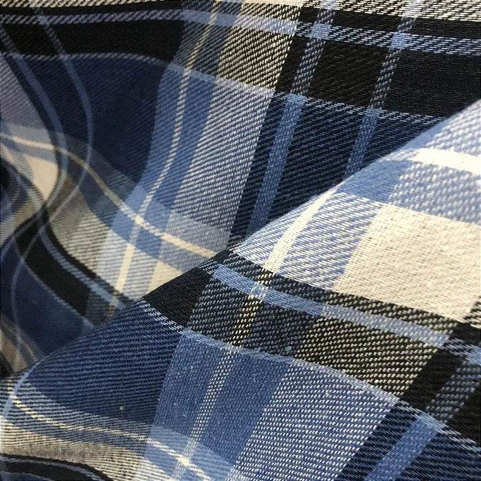 Flanela Xadrez Cachá - Azul, Branco e Preto