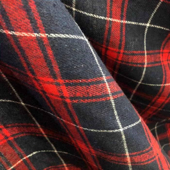 Flanela Xadrez Cachá - Azul Marinho, Vermelho e Branco