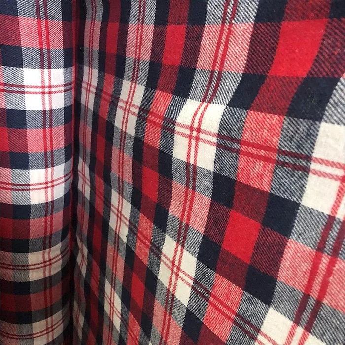 Flanela Xadrez Cachá - Vermelho, Branco e Azul