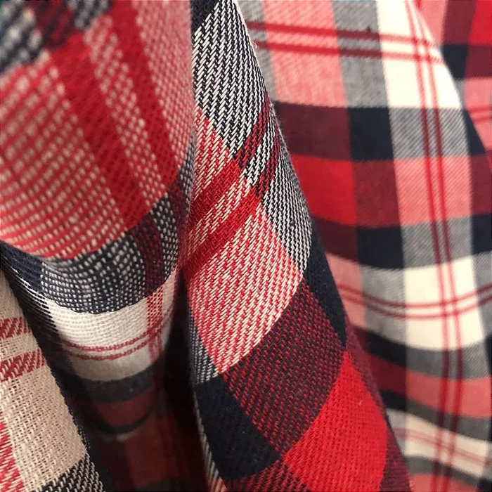 Flanela Xadrez Cachá - Vermelho, Branco e Azul