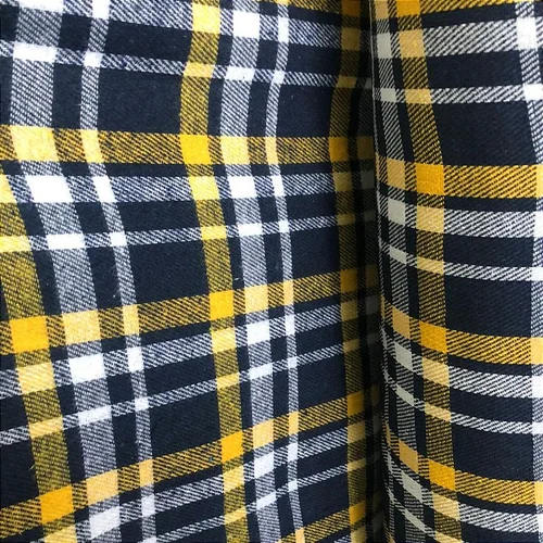 Flanela Xadrez Cachá - Azul, Branco e Amarelo