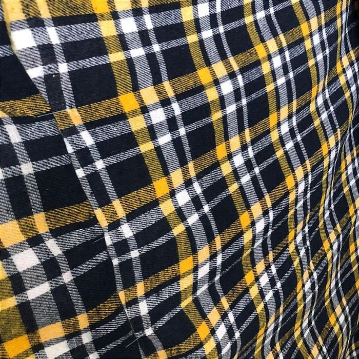 Flanela Xadrez Cachá - Azul, Branco e Amarelo