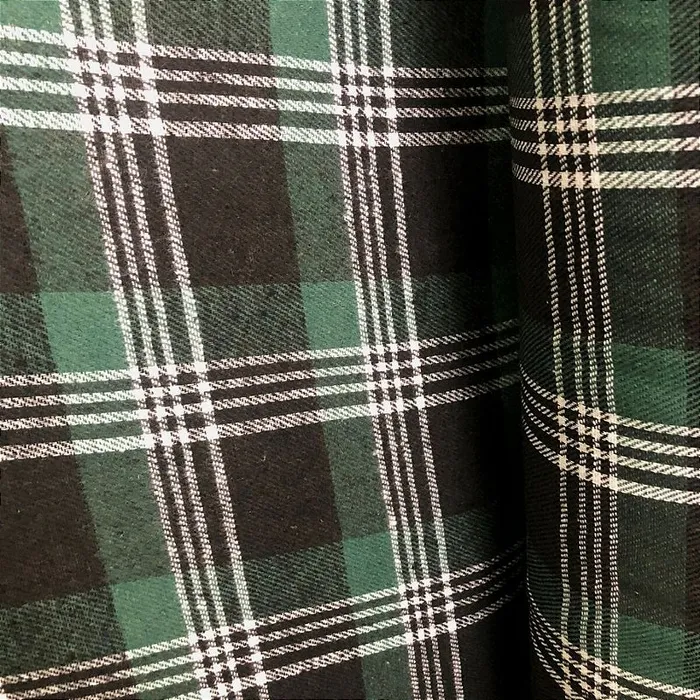Flanela Xadrez Cachá - Verde, Branco e Preto