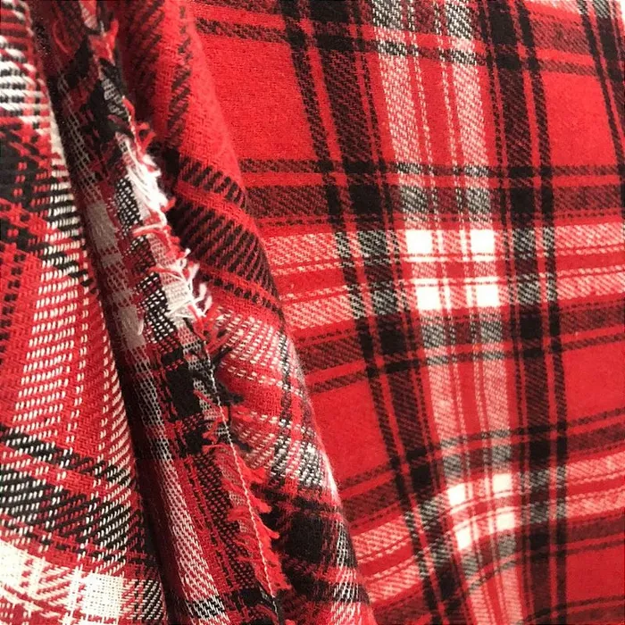 Flanela Xadrez Cachá - Vermelho, Branco e Preto