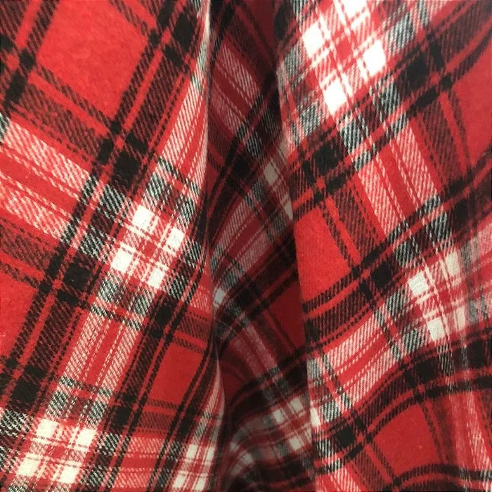 Flanela Xadrez Cachá - Vermelho, Branco e Preto