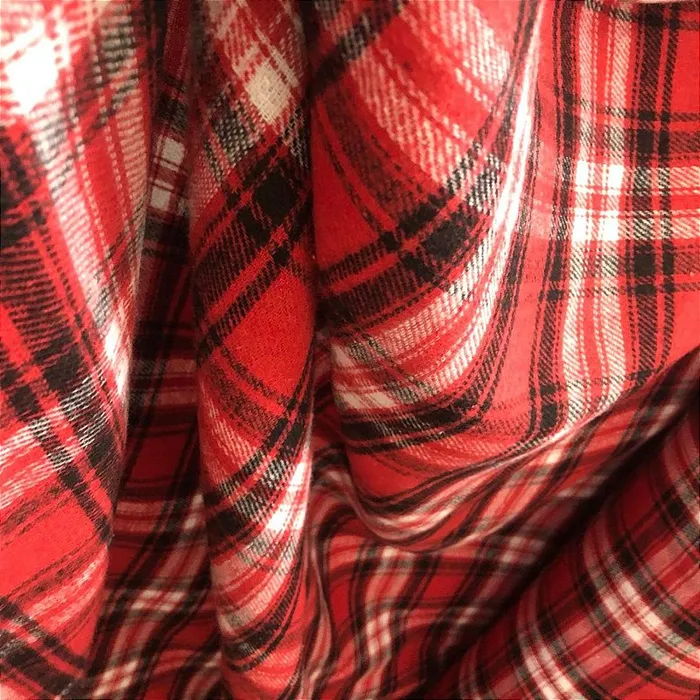 Flanela Xadrez Cachá - Vermelho, Branco e Preto