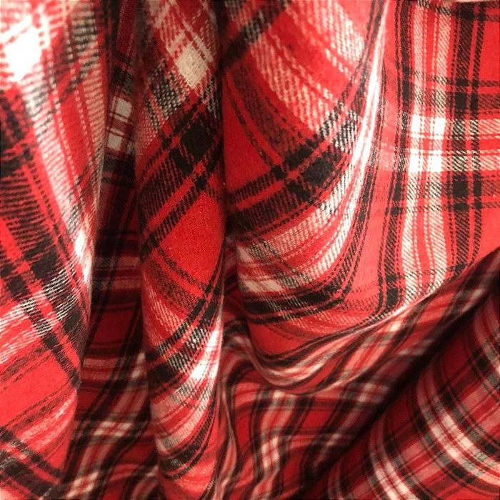 Flanela Xadrez Cachá - Vermelho, Branco e Preto