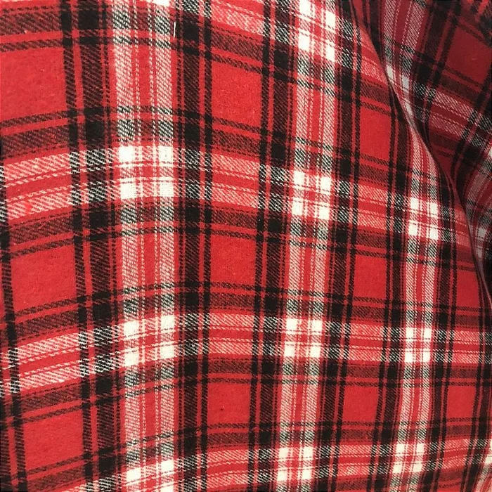 Flanela Xadrez Cachá - Vermelho, Branco e Preto