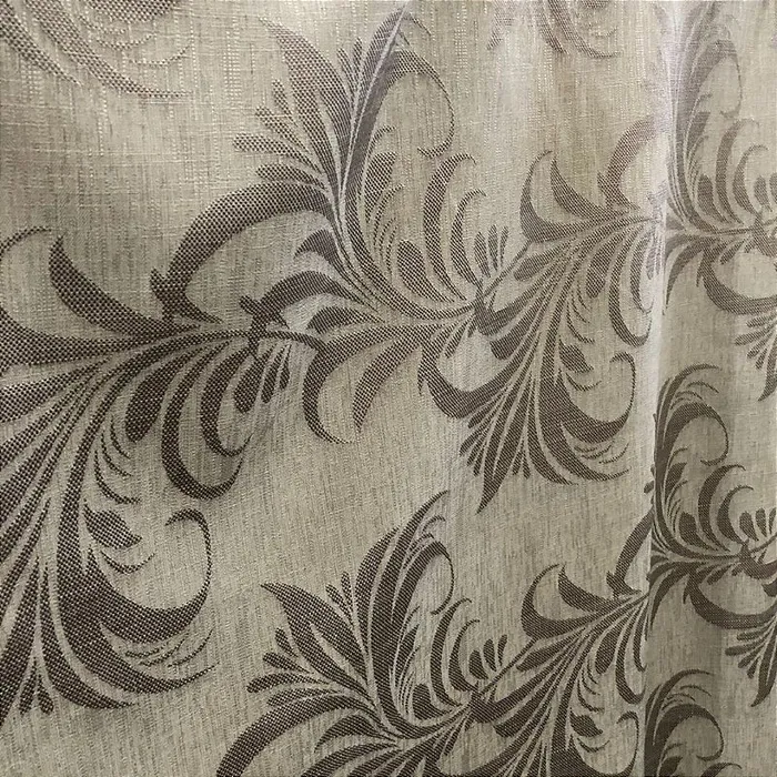 Linho Estampado de Folhagem Cinza - 2,80m de Largura