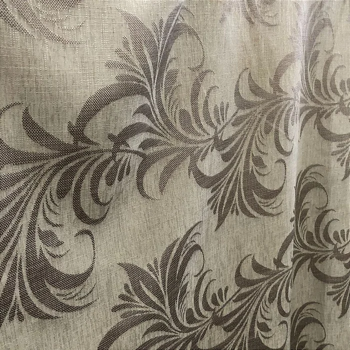 Linho Estampado de Folhagem Cinza - 2,80m de Largura