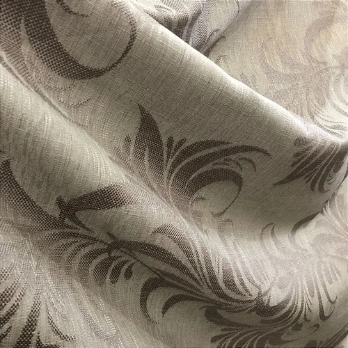 Linho Estampado de Folhagem Cinza - 2,80m de Largura