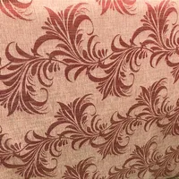 Linho Estampado de Folhagem Vermelho - 2,80m de Largura - imagem 1