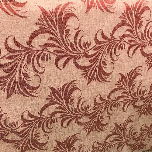Linho Estampado de Folhagem Vermelho - 2,80m de Largura