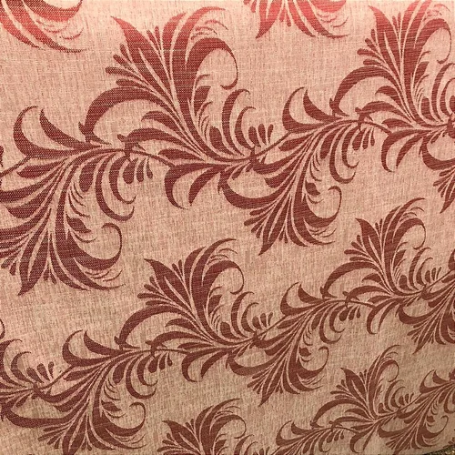 Linho Estampado de Folhagem Vermelho - 2,80m de Largura