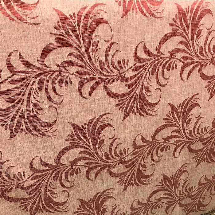 Linho Estampado de Folhagem Vermelho - 2,80m de Largura