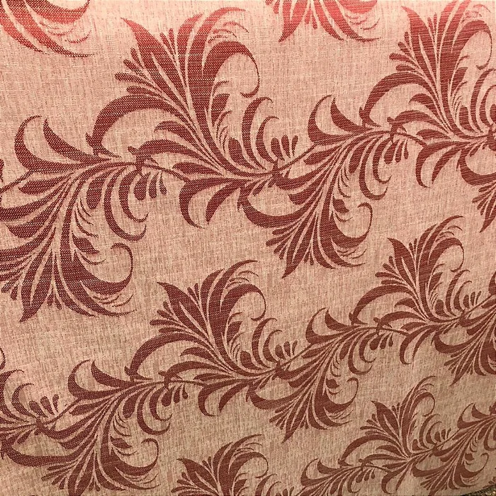 Linho Estampado de Folhagem Vermelho - 2,80m de Largura