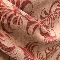 Linho Estampado de Folhagem Vermelho - 2,80m de Largura - imagem 2