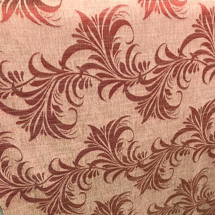 Linho Estampado de Folhagem Vermelho - 2,80m de Largura