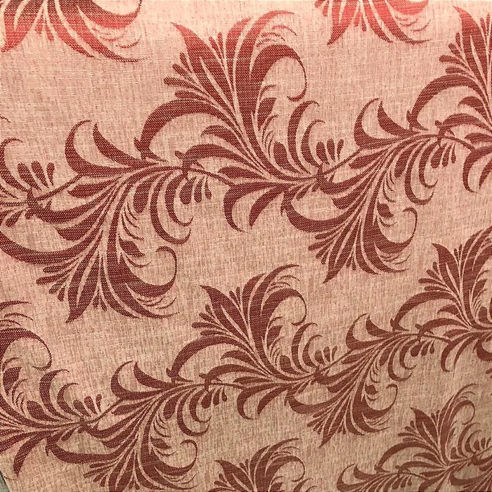 Linho Estampado de Folhagem Vermelho - 2,80m de Largura