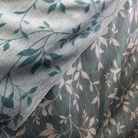 Linho Estampado de Ramagem Azul - 2,80m de Largura - imagem 4