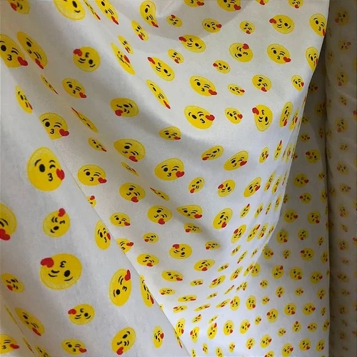 Tricoline Estampado Misto - Emoji Beijinho