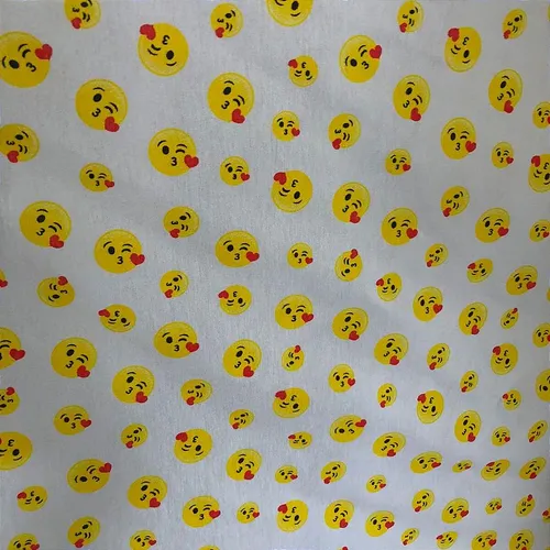 Tricoline Estampado Misto - Emoji Beijinho