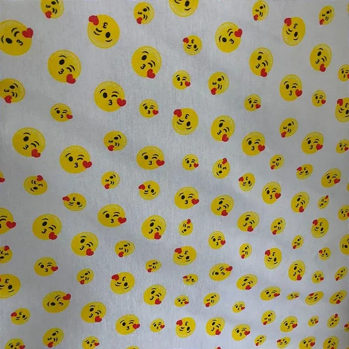 Tricoline Estampado Misto - Emoji Beijinho