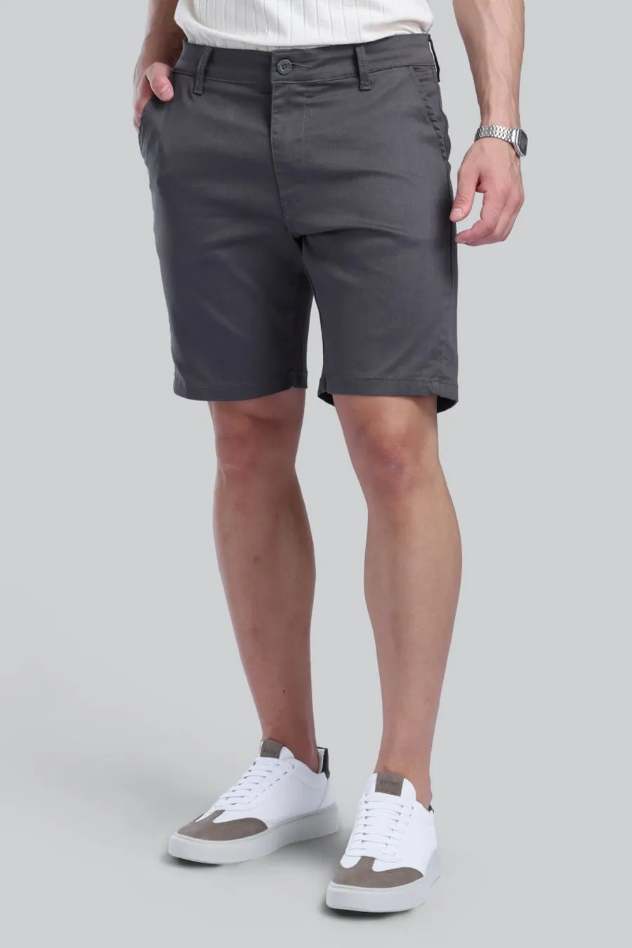 Bermuda Alfaiataria Slim London Cinza Chumbo