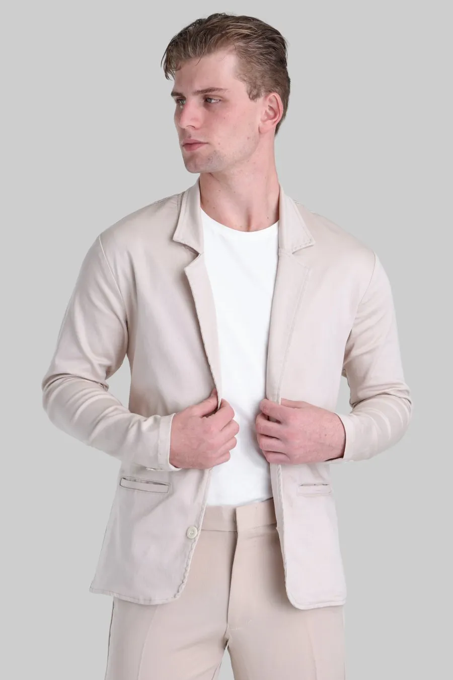 Blazer Slim Traje Urbano Areia