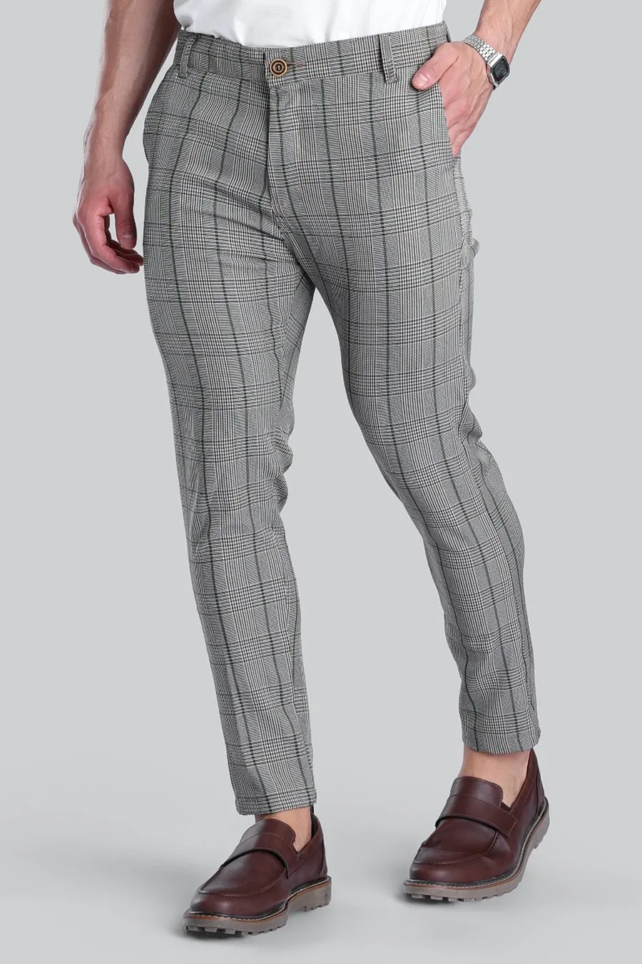 Calça Alfaiataria Slim Xadrez Verde | Traje Urbano