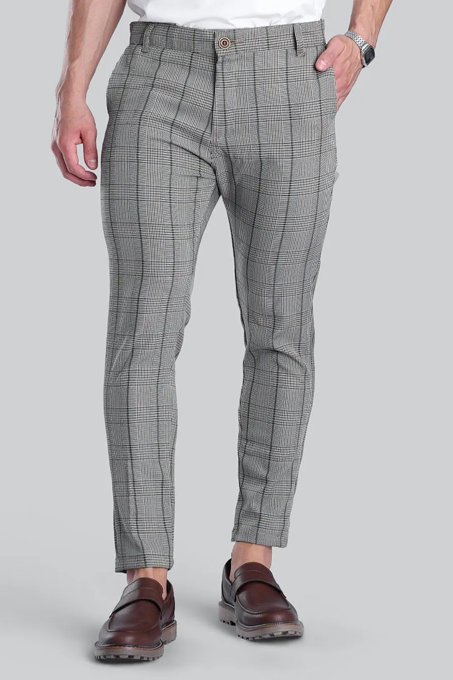 Calça Alfaiataria Slim Xadrez Verde